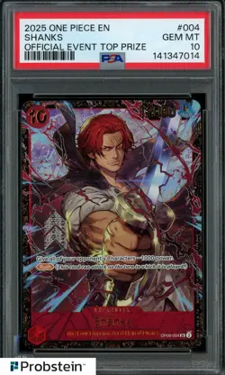 2025 One Piece EN Official Event Top Prize #004 Shanks PSA 10 GEM MINT - Image 1