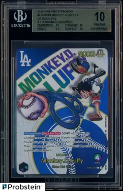 2025 One Piece Promo Dodgers Attendance Giveaway Monkey D. Luffy BGS 10 PRISTINE - Image 1