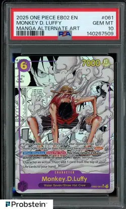 2025 One Piece EB02 EN Manga Alternate Art #061 Monkey D. Luffy PSA 10 GEM MINT - Image 1