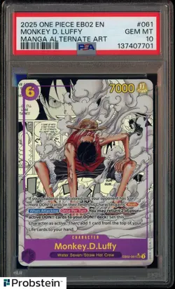 2025 One Piece EB02 En Manga Alternate Art #061 Monkey D. Luffy PSA 10 GEM MINT - Image 1