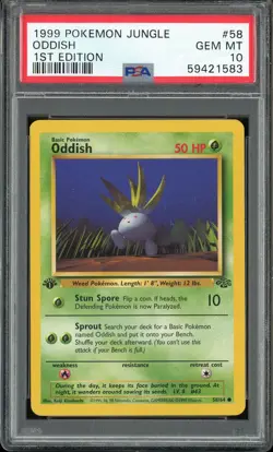 PSA 10 Oddish 1st Edition Jungle 58/64 Pokemon Card - Image 1