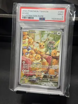 Pokemon TCG Eevee 188/167 Twilight Masquerade IR PSA 9 - Image 1