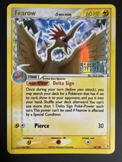 Pokemon TCG Fearow 18/100 Reverse Holo Rare Stamped EX Crystal Guardians NM - Image 1