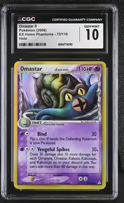 CGC 10 GEM MINT Omastar 2006 EX Holon Phantoms 13/110 Holo Pokemon Card - Image 1