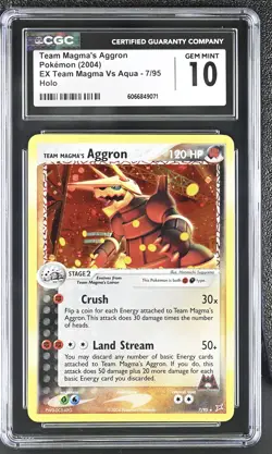 CGC 10 GEM MINT Team Magma's Aggron EX Team Magma Vs Aqua 7/95 Holo Pokemon Card - Image 1