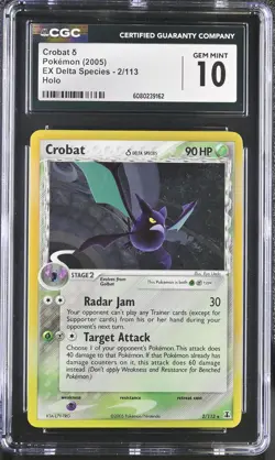 CGC 10 GEM MINT Crobat 2005 EX Delta Species 2/113 Holo Pokemon Card - Image 1