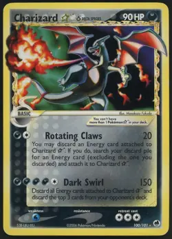 2006 Pokemon EX Dragon Frontiers #100 Charizard Holo Gold Star - Image 1
