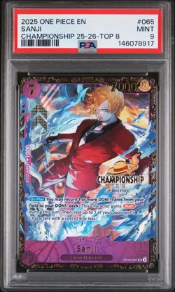 PSA 9 2025 One Piece EN #065 SANJI Championship 25-26 TOP 8 MINT RARE - Image 1