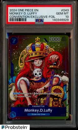 2024 One Piece EN Convention Exclusive Foil #043 Monkey D. Luffy PSA 10 GEM MINT - Image 1