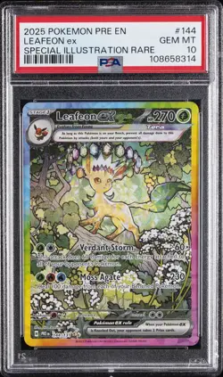 2025 POKEMON PRE EN-PRISMATIC EVOLUTIONS #144 LEAFEON EX PSA 10 - Image 1