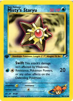 Pokemon TCG Misty's Staryu 90/132 Regular 1st Edition Common Gym Heroes VLP - Image 1
