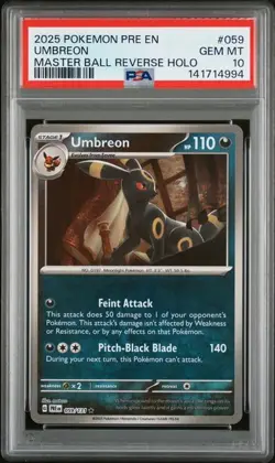 2025 POKEMON PRE EN-PRISMATIC EVOLUTIONS #059 UMBREON MASTER BALL PSA 10 (KY - Image 1
