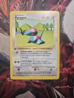 Pokemon TCG Porygon 1st Edition Shadowless Base Set 39/102 MP - Image 1