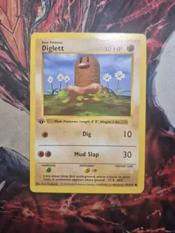 Diglett 47/102 1st Edition Shadowless Base Set Pokemon Card Game 1999 WOTC MP - Image 1