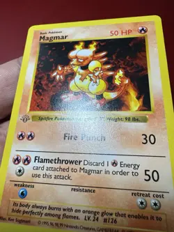 Magmar 36/102 Shadowless 1st Edition Base Set Pokemon Card MP - Image 5