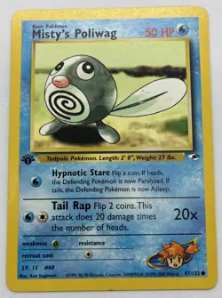 Pokemon TCG Gym Hero’s Misty’s Poliwag 87/132 1st Edition LP - Image 1