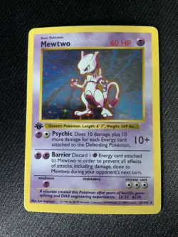 Pokemon TCG 1999 Mewtwo 1st Edition Shadowless Pokemon Card **RARE** - Image 1