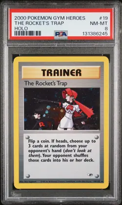 2000 POKEMON GYM HEROES #19 THE ROCKET'S TRAP-HOLO PSA 8 - Image 1