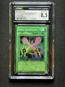CGC 8.5 ERROR Yugioh Soul Exchange #SDY-041 Starter Deck Yugi Super FADED! - Image 1