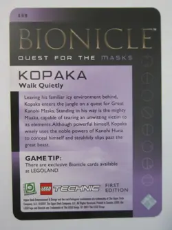 KOPAKA BIONICLE QUEST FOR MASKS 1ST ED CARD 133 WALK QUIETLY FULL ART LEGO NP NM - Image 2