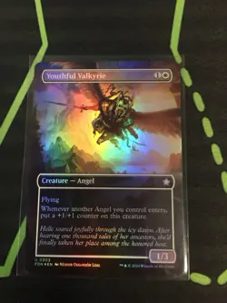 MTG Magic The Gathering Youthful Valkyrie Foil FDN Borderless White Angel - Image 1