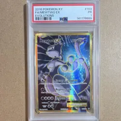 Pokemon Mewtwo EX Full Art Ultra Rare Holo 103/108 Evolutions PSA 1 Card - Image 1