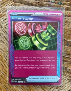 Pokemon - Unfair Stamp Holofoil - SV06: Twilight Masquerade ACE SPEC 165/167 NM+ - Image 1