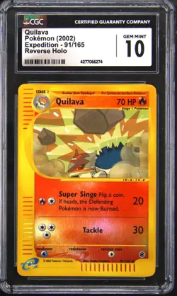 2002 POKEMON EXPEDITION REVERSE HOLO QUILAVA CGC 10 - Image 1