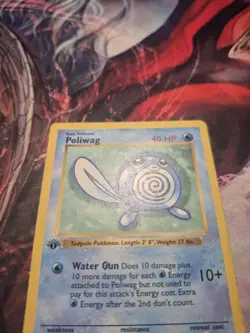 1st Edition Shadowless Base Set Poliwag 59/102 Common - Pokemon WOTC - MP - Image 2