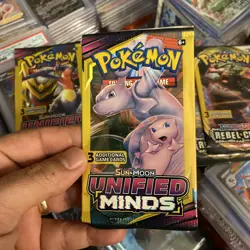Pokemon Unified Minds 3 Card Mini Booster Pack Sealed Unweighed - Image 1