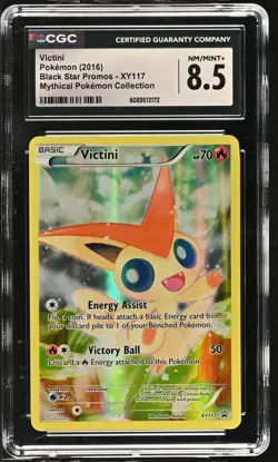 CGC 8.5 Victini 2016 Black Star Promos XY117 Mythical Collection Pokemon Card - Image 1