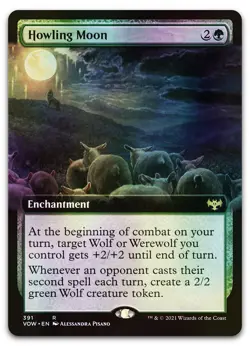 Howling Moon (Extended Art) #391 (Foil) (NM) Crimson Vow VOW Magic MTG - Image 1