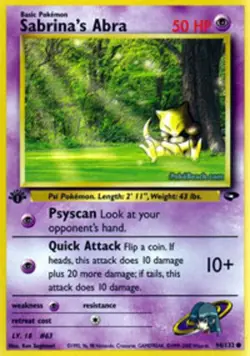 Moderately Played Sabrina's Abra - 94/132 - Common - 1st Edition Pokemon Gym Cha - Image 1
