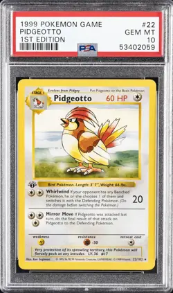 1999 POKEMON BASE SET 1ST EDITION #22 PIDGEOTTO PSA 10 - Image 1