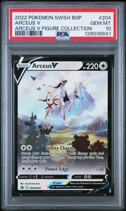 2022 POKEMON SWSH BLACK STAR PROMO ARCEUS V FIGURE COLL #204 ARCEUS V PSA 10 - Image 1