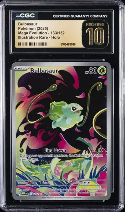 2025 POKEMON MEGA EVOLUTION ILLUSTRATION RARE HOLO 133 BULBASAUR CGC 10 PRISTINE - Image 1