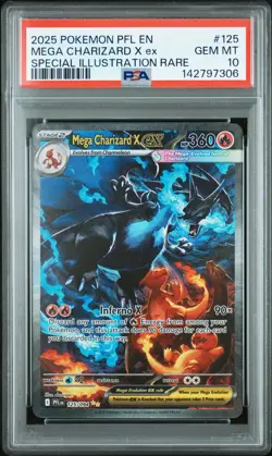 2025 POKEMON PFL EN-PHANTASMAL FLAMES #125 MEGA CHARIZARD X EX PSA 10 - Image 1