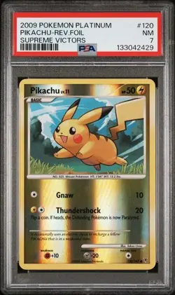 2009 POKEMON PLATINUM SUPREME VICTORS #120 PIKACHU PSA 7 - Image 1