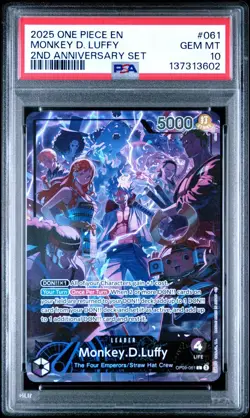 2025 ONE PIECE OP09 061 MONKEY D LUFFY ENGLISH 2ND ANNIVERSARY SET PROMO PSA 10 - Image 1