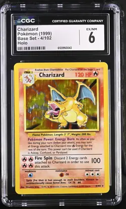 CGC 6 Charizard 1999 Base Set 4/102 Holo Pokemon Card - Image 1