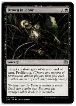 MTG Drown in Ichor - Phyrexia: All Will Be One LP English Playset (x4) - Image 1