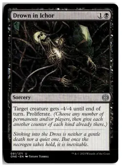 MTG Drown in Ichor - Phyrexia: All Will Be One LP English Playset (x4) - Image 3