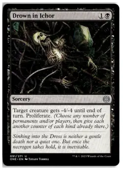 MTG Drown in Ichor - Phyrexia: All Will Be One LP English Playset (x4) - Image 5