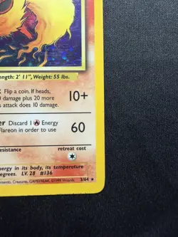 Pokemon - Flareon 3/64 NO SYMBOL MISPRINT Holo - Jungle HP - Image 5