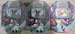 2x Meowscarada 1x Skeledirge Pokemon TCG: Paldea Partners EX Tin Factory Sealed - Image 1