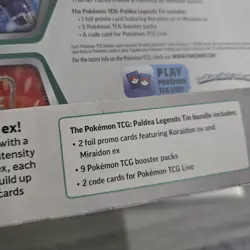 Pokemon TCG Paldea Legends Miraidon Koraidon ex Tin 2 Pack New Sealed - Image 5