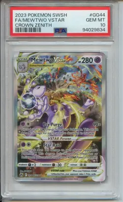 PSA 10 2023 POKEMON CROWN ZENITH MEWTWO VSTAR #GG44 GEM MINT - Image 1
