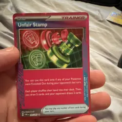 Pokemon Unfair Stamp 165/167 Twilight Masquerade Ace SPEC Rare Trainer-Item Holo - Image 1