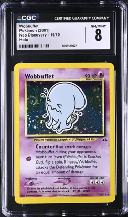 CGC 8 Wobbuffet Neo Discovery 16/75 Holo SWIRL 2001 Pokemon Card NM/MINT psa - Image 1