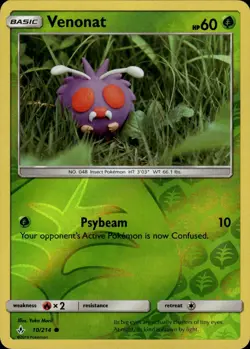 Venonat (10) Common SM - Unbroken Bonds 10/214 Grass Reverse Holo Pokemon Card - Image 1